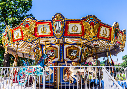 Digital shot of the Merry-go-round on Brighton beach.