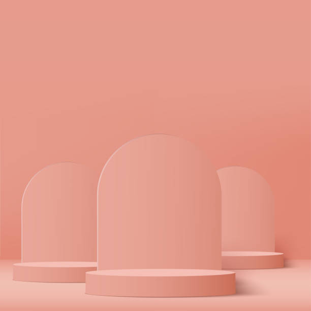 istock 3d pink podium and minimal pink wall scene. 3d podium minimal abstract background. Vector 1410162557
