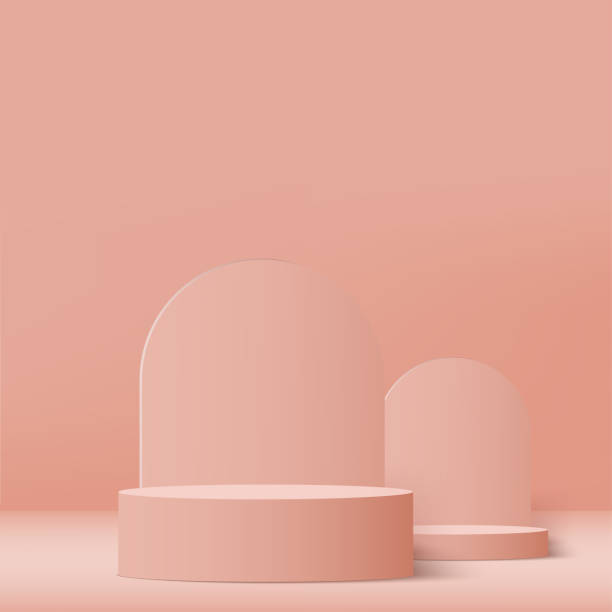 istock 3d pink podium and minimal pink wall scene. 3d podium minimal abstract background. Vector 1410165239