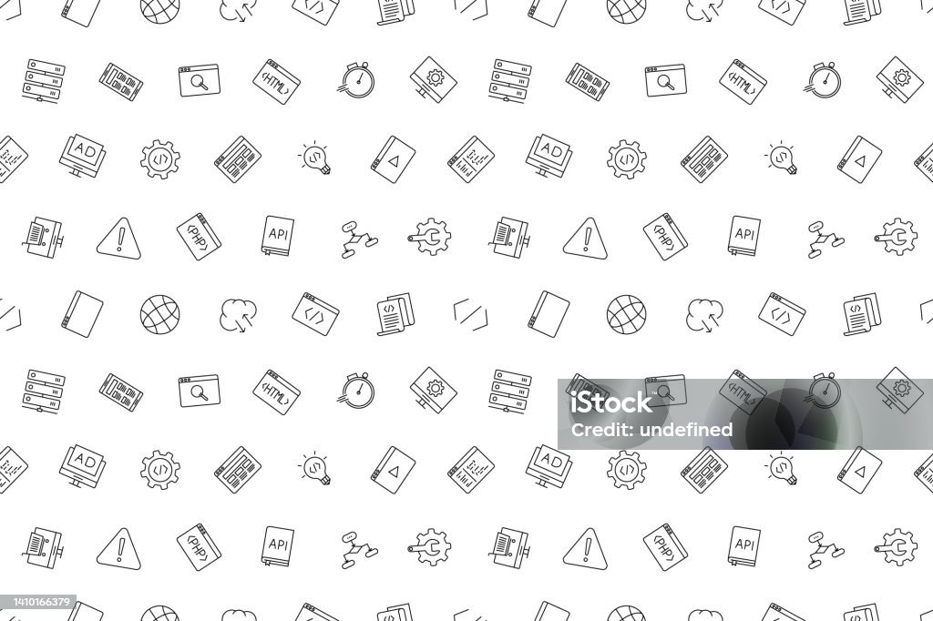 Vector Web Development Pattern Web Development Seamless Background ...