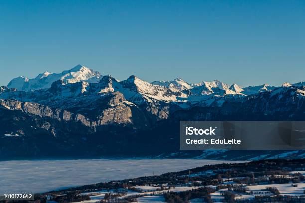 Mont Blanc View France Stock Photo - Download Image Now - Clear Sky, Color Image, Copy Space