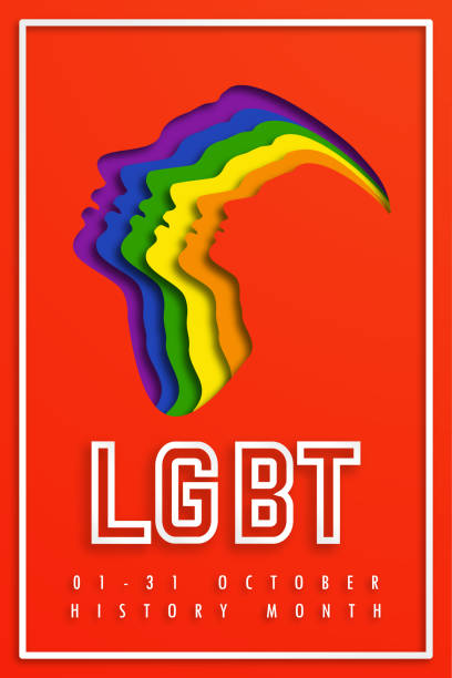 Poster PRIDE LGBT HISTORY MONTH. People's faces look up in LGBTQ+ colors. Paper cut. Minority problem. PRIDE parade. Coexistence harmony and multicultural community integration. Illustration Poster PRIDE LGBT HISTORY MONTH. People's faces look up in LGBTQ+ colors. Paper cut. Minority problem. PRIDE parade. Coexistence harmony and multicultural community integration. Illustration lgbt history month stock illustrations