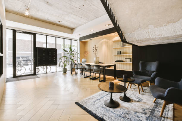 istock The interior of the studio apartment in dark colors 1410174473