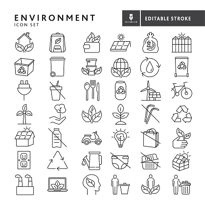 Vector illustration of a big set of  recycling and conservation icons on a white background.  Simple set that includes vector eps and high resolution jpg in download.