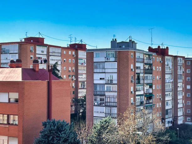real estate apartments in residential madrid stock photo