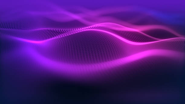 istock Particles wave Cyber or technology background. Abstract seamless loop of mesh glowing red dots digital luxurious sparkling wave particles flows background, Motion of digital data flow. 1410180193
