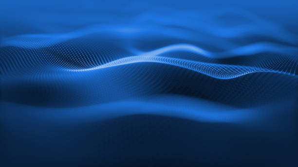 istock Particles blue wave Cyber technology background loop. Abstract seamless animation of mesh glowing dots digital luxurious wave particles flows background, Motion of digital data flow. 1410180205