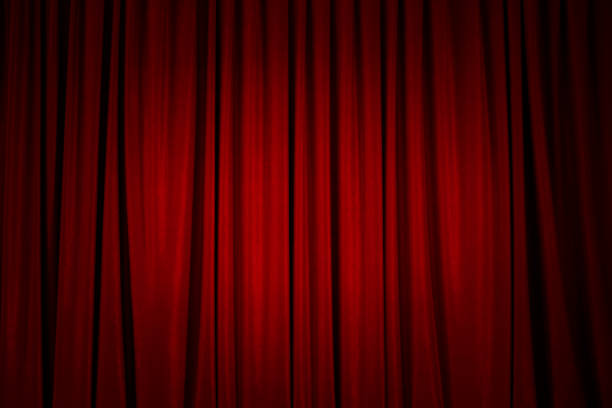 cortina de escenario, cortina de teatro de escenario rojo - fotos de telones de teatro fotografías e imágenes de stock