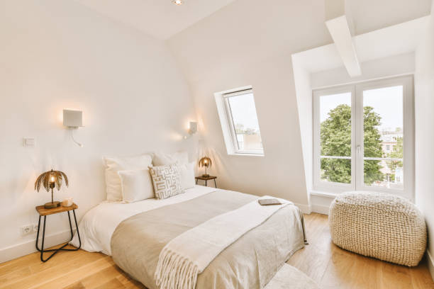 istock A bedroom in a modern house with a large bed 1410181261