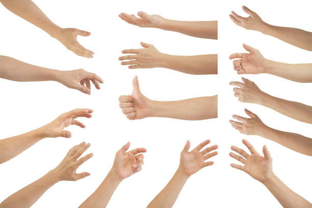 istock Set of young man's hand different gesturing, Isolated on white background include clipping path. 1410181872