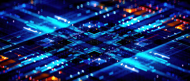 istock 3D rendering of cyberpunk AI. Circuit board. Technology background. Central Computer Processors CPU and GPU concept. Motherboard digital chip. Tech science background. 1410181916