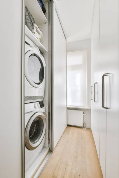 istock A spacious room with a large wardrobes and washing machine 1410182904