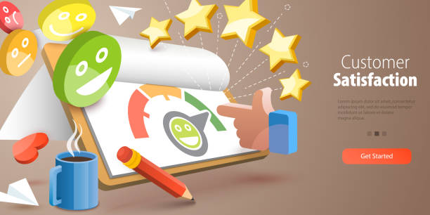 3D Vector Conceptual Illustration of Levels Of Customer Satisfaction 3D Vector Conceptual Illustration of Levels Of Customer Satisfaction, Client Rating and Feedback suitable upper stock illustrations