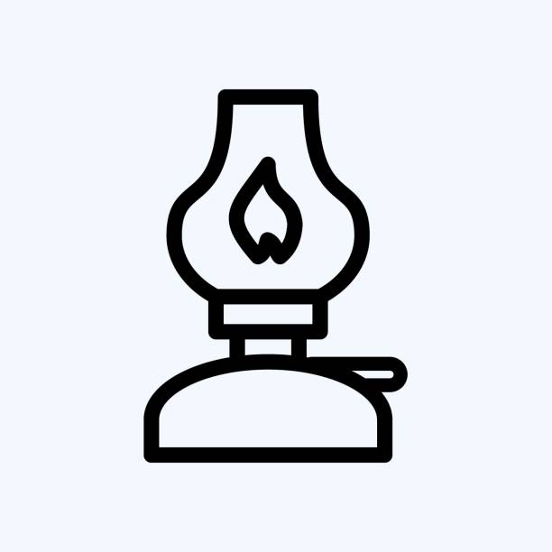 ilustrações de stock, clip art, desenhos animados e ícones de icon kerosene lamp. suitable for house symbol. line style. simple design editable. design template vector. simple illustration - kerosene