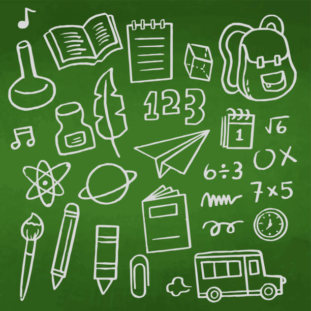 istock Back to School banner with hand drawn line art icons of education 1410190595