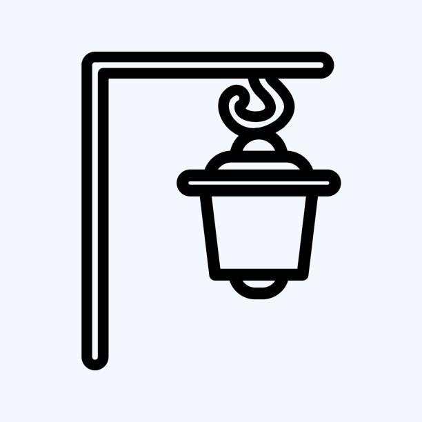 ilustraciones, imágenes clip art, dibujos animados e iconos de stock de icono de la luz de la calle. adecuado para el símbolo de la casa. estilo de línea. diseño simple editable. vector de plantilla de diseño. ilustración simple - victorian style flash