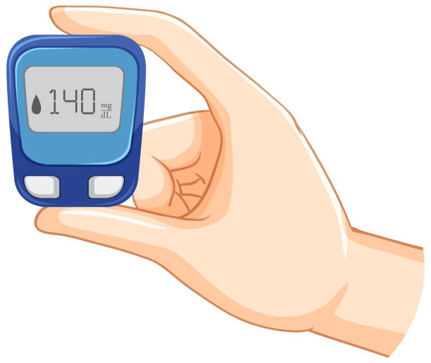 urządzenie do monitorowania stężenia glukozy we krwi - sugar level stock illustrations