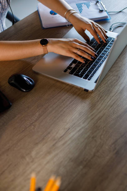 background image of computer and laptop on office Desk. business concept
