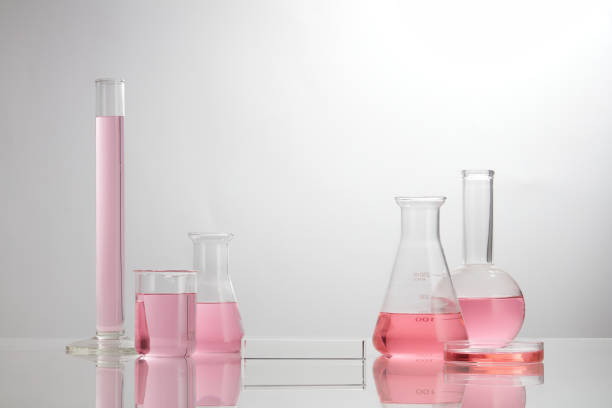 Photoshoot of laboratory with color fluid