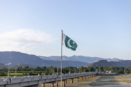 Pakistani flag with beautiful background and selective focus