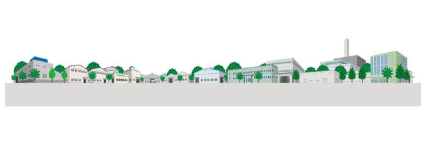istock Illustration of the cityscape where factories are lined up. 1410213345