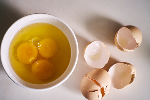 cracked eggs for baking or cooking