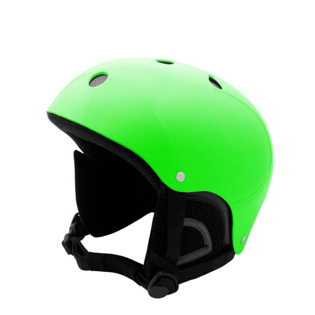 istock Green ski helmet isolated on white background 1410227312
