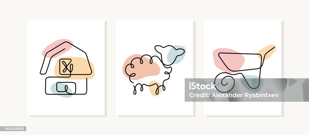 Continuous Line Farm Farming Continuous Line Posters Stock Illustration - Download Image Now ...