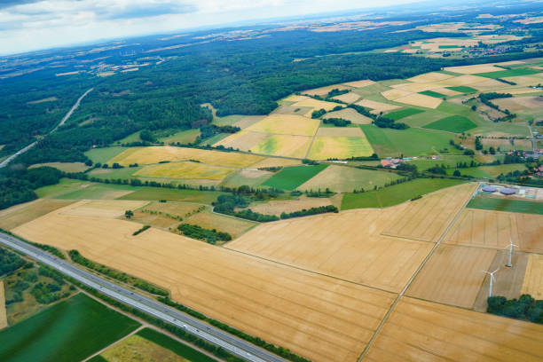 istock Landscape in Germany in summer from above. Top view. Nature, forests, fields. 1410233646