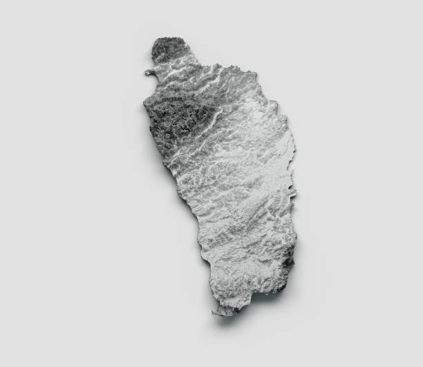 istock Dominica Map Flag Shaded relief Color Height map on white Background 3d illustration 1410235184