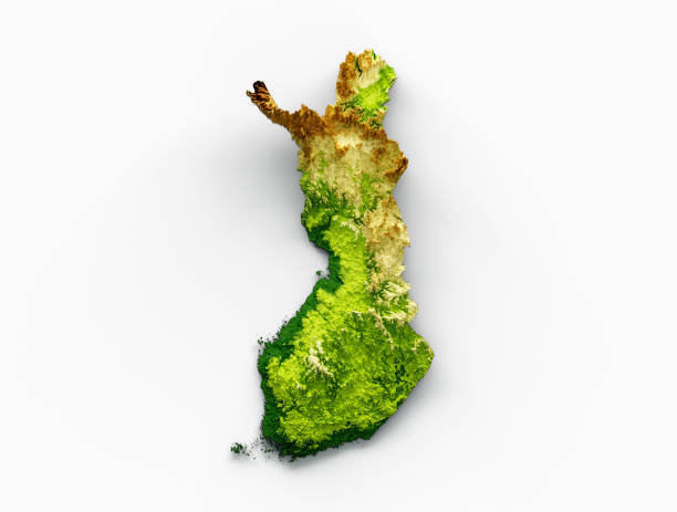 istock Finland Map Shaded relief Color Height map on White Background 3d illustration 1410235343