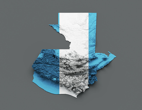 Guatemala Map Flag Shaded relief Color Height map on white Background 3d illustration\nSource Map Data: tangrams.github.io/heightmapper/\nSoftware Cinema 4d
