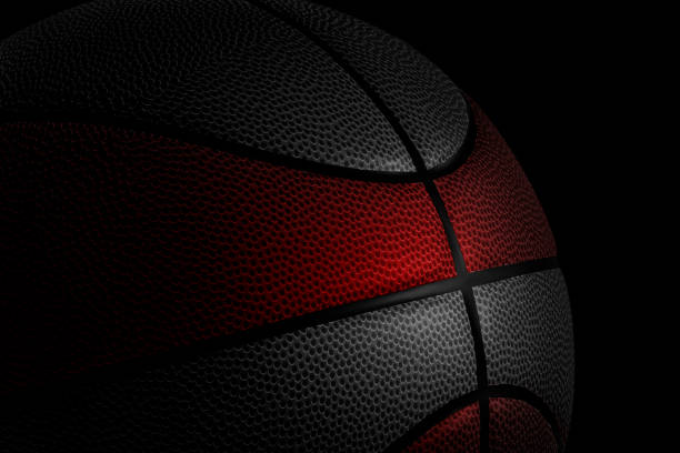 istock Black-Red Basketball on the black background. 3D render 1410238265