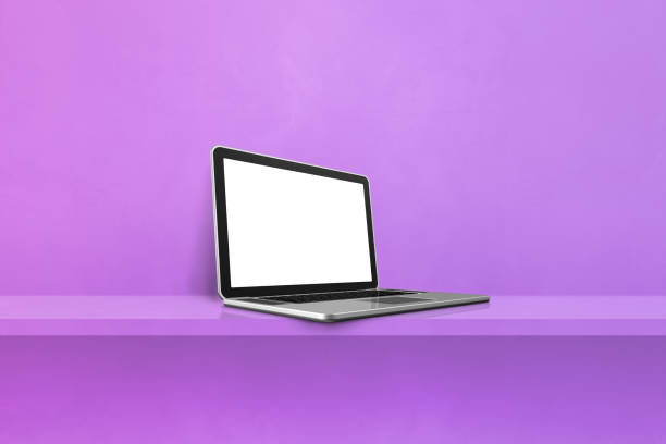 istock Laptop computer on purple shelf background 1410240651