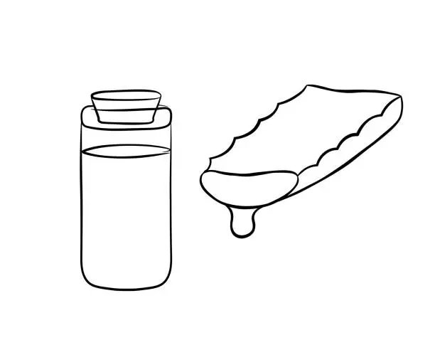 Vector illustration of Кусок алое и банки с сывороткой
