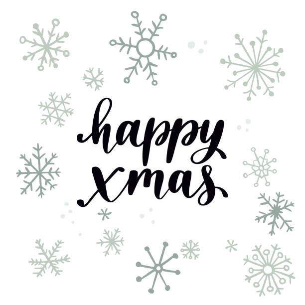 istock Christmas and New Year quote. Modern lettering and flat hand drawn decorative snowflakes. 1410244227