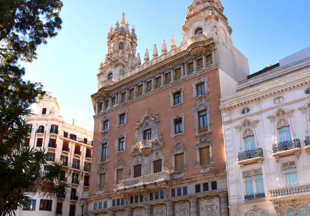 Ancient old building, spanish architecture. Capitania General Valencia building.