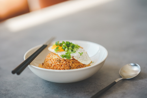 Korean Food- Fried rice with fried egg on top