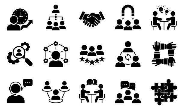 Teamwork Community Business People Partnership Glyph Pictogram Collection. Human Resource Management Collaboration Silhouette Icon Set. Employee Lead Career Icon. Isolated Vector Illustration Teamwork Community Business People Partnership Glyph Pictogram Collection. Human Resource Management Collaboration Silhouette Icon Set. Employee Lead Career Icon. Isolated Vector Illustration. connection silhouettes stock illustrations
