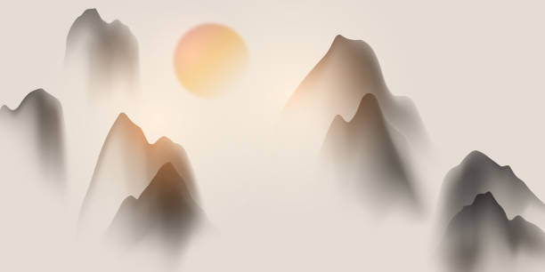 istock modern design vector illustration of a gorgeous chinese ink landscape painting 1410250761