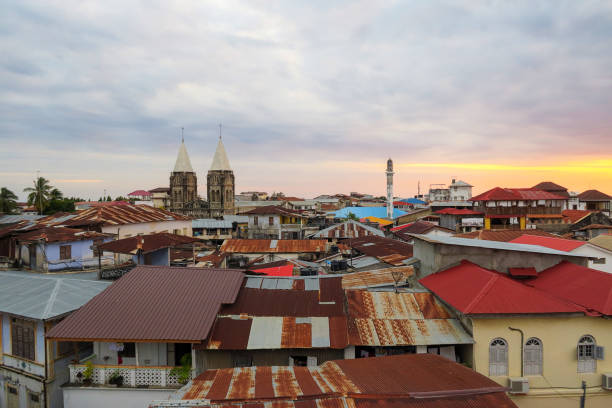 istock stone yown zanzibar rooftop sunset horizon 1410252947
