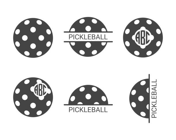 Pickleball ball monogram frame vector illustration Pickleball ball monogram frame vector illustration pickleball stock illustrations