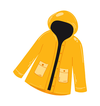 Yellow raincoat waterproof clothes. Vector illustration solated on a white background.
