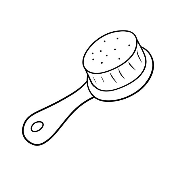 ilustrații de stoc cu imagine monocromă, pieptene de păr , pieptene de animale, ilustrație vectorială în stil desen animat - perie pentru animale