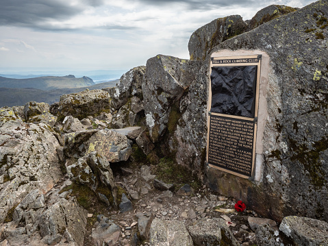 At the summit of Great Gable - a mountain in the Lake District, Cumbria, England - sits a memorial to members of the Fell and Rock Climbing Club who fell during the First World War.