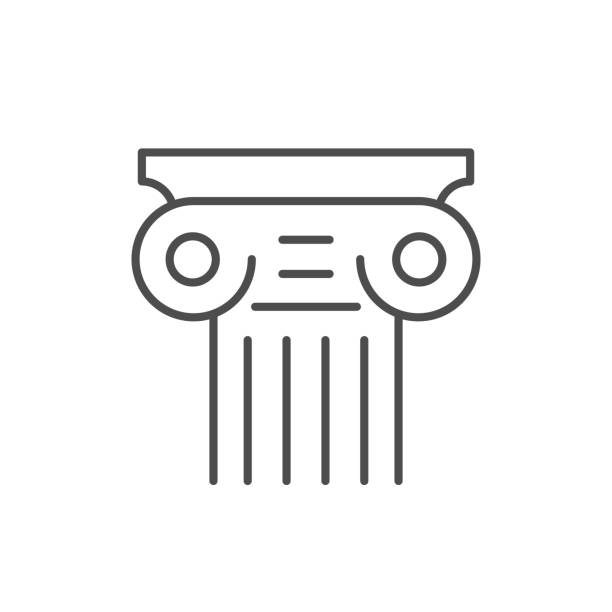 illustrazioni stock, clip art, cartoni animati e icone di tendenza di icona del contorno della riga della colonna antica - stability architecture roman decoration