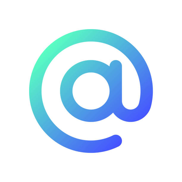 stockillustraties, clipart, cartoons en iconen met at sign pixel perfect gradient linear ui icon - apenstaartje
