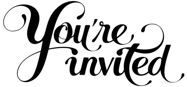 You're invited 2 - custom calligraphy text vector art illustration