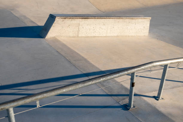 istock Skate railing for grinding at the empty outdoors skatepark, skateboard concept 1410277355