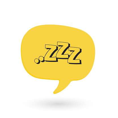 Sleep icon. Sleepy zzz yellow talk bubble icon. Sleep, dream, relax, rest, insomnia. Vector illustration